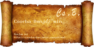 Csorba Benjámin névjegykártya